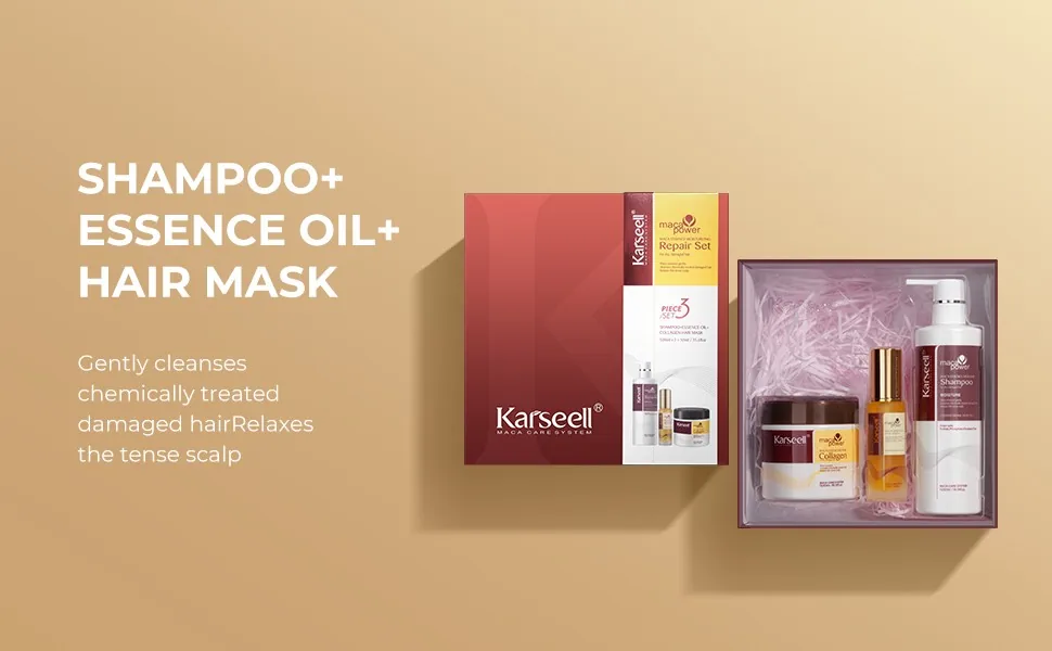 Karseell Masque capillaire au collagène+Shampoing capillaire+Huile d'argan